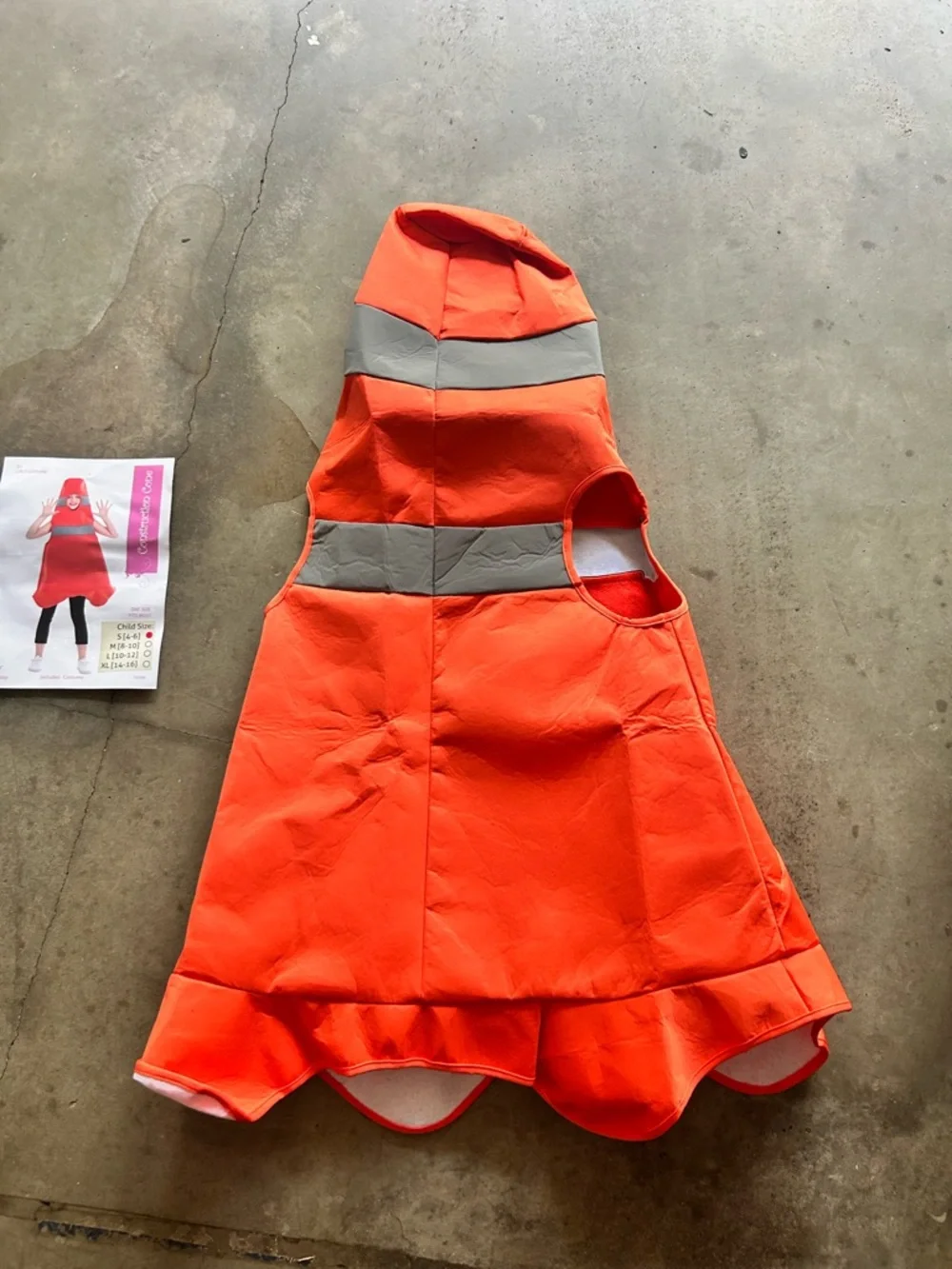 Kids Construction Cone Costume - Bright Orange | Size Small 4-6 NEW with tags